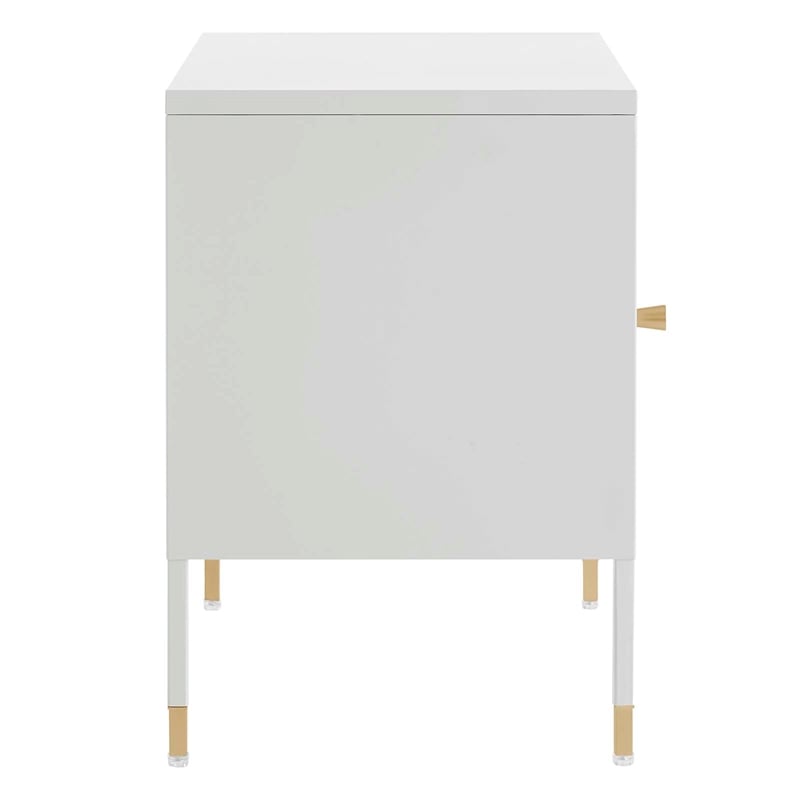 Modway Covelo Metal Nightstand with Adjustable Foot Pads in Light Gray