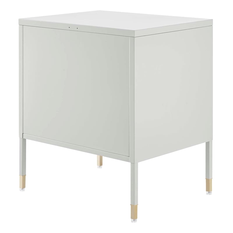 Modway Covelo Metal Nightstand with Adjustable Foot Pads in Light Gray