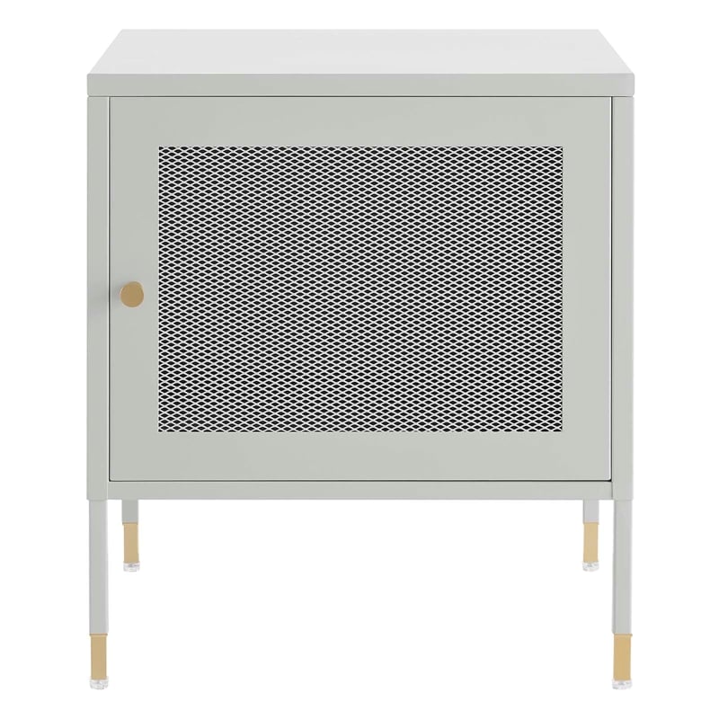 Modway Covelo Metal Nightstand with Adjustable Foot Pads in Light Gray