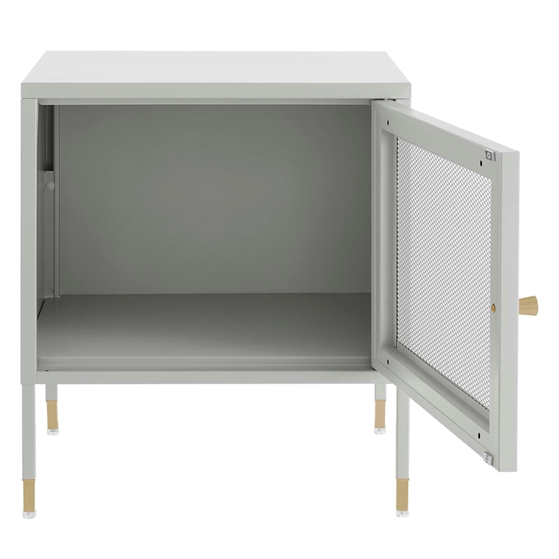 Modway Covelo Metal Nightstand with Adjustable Foot Pads in Light Gray