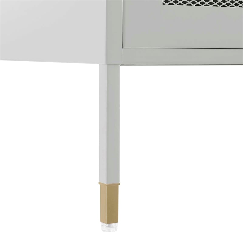 Modway Covelo Metal Nightstand with Adjustable Foot Pads in Light Gray