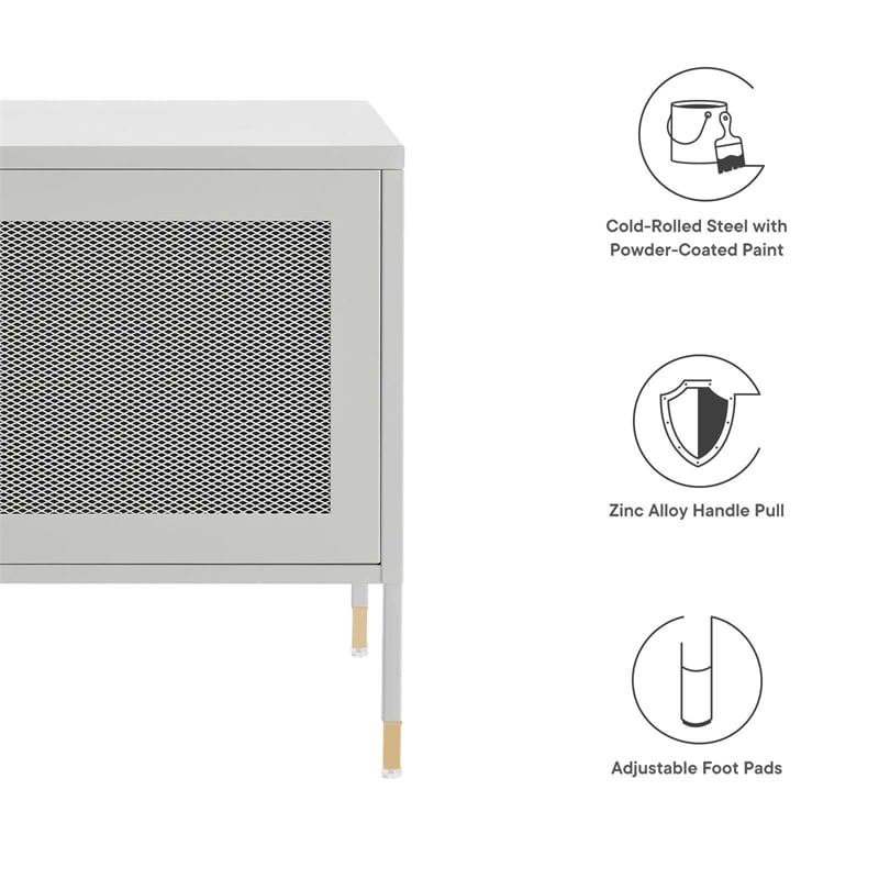 Modway Covelo Metal Nightstand with Adjustable Foot Pads in Light Gray