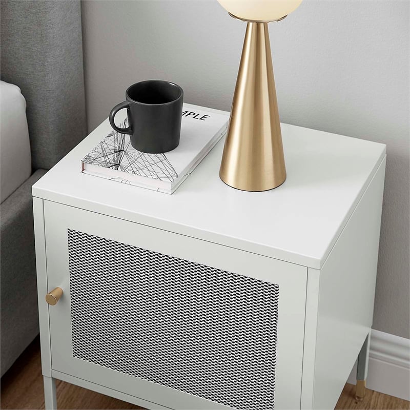 Modway Covelo Metal Nightstand with Adjustable Foot Pads in Light Gray