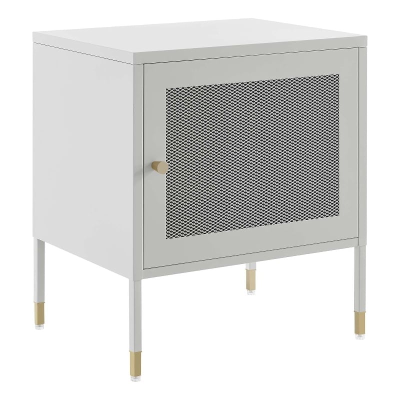 Modway Covelo Metal Nightstand with Adjustable Foot Pads in Light Gray