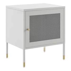 Modway Covelo Metal Nightstand with Adjustable Foot Pads in Light Gray