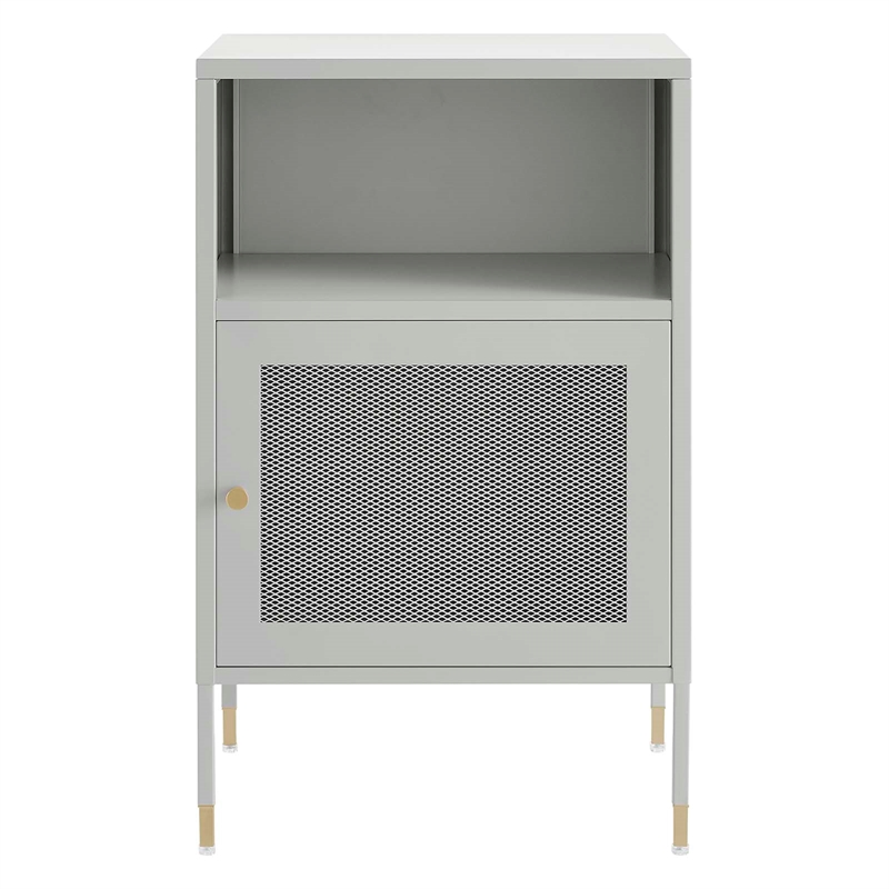 Modway Covelo Metal Side Table with Adjustable Foot Pads in Light Gray