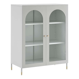 Modway Archway Metal Accent Cabinet with Height-Adjustable Shelves in Light Gray