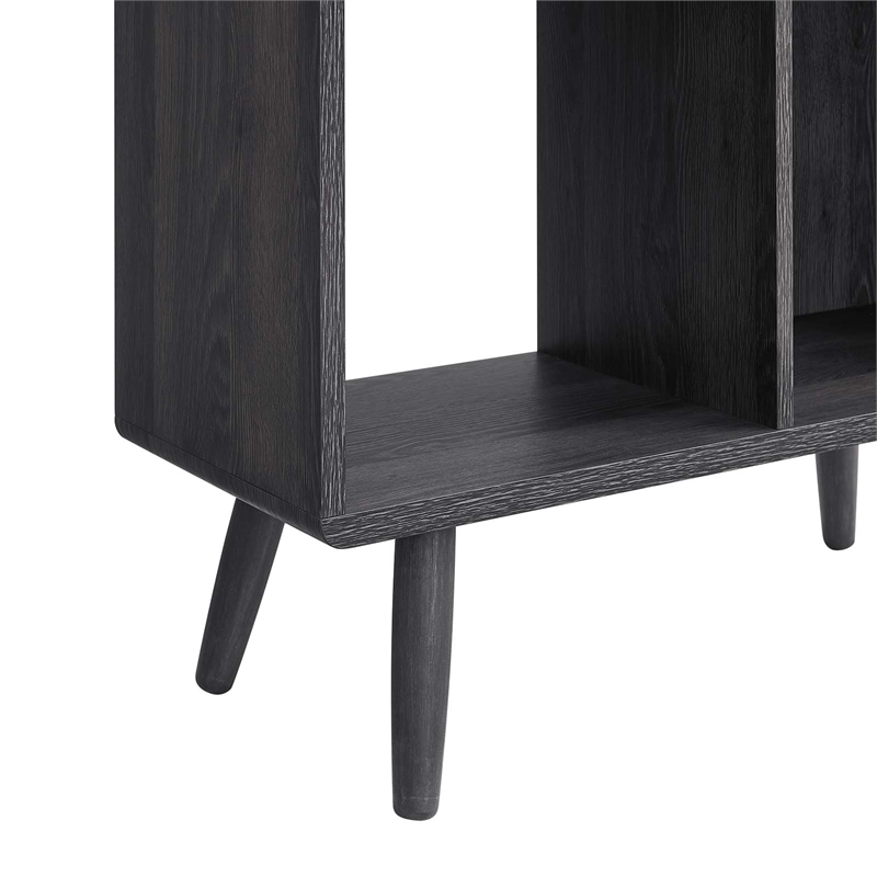 Modway Transmit 5-Shelf Wood Bookcase with Splayed Dowel Legs in Charcoal