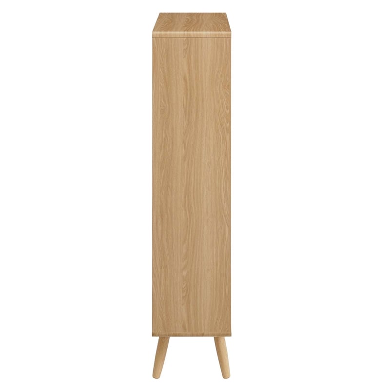 Modway Transmit 5-Shelf Wood Bookcase with Splayed Dowel Legs in Oak