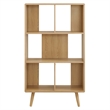 Modway Transmit 5-Shelf Wood Bookcase with Splayed Dowel Legs in Oak