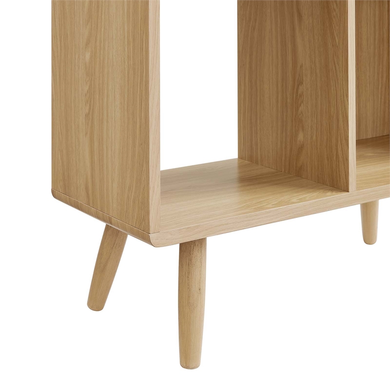 Modway Transmit 5-Shelf Wood Bookcase with Splayed Dowel Legs in Oak