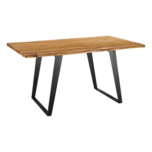 Modway Viggo 60&quot Metal & Acacia Wood Dining Table in Black/Natural