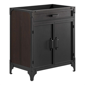 Modway Steamforge 30&quot Wood Bathroom Vanity Cabinet in Black/Walnut