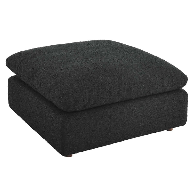 Modway Commix Upholstered Boucle Fabric & Solid Wood Ottoman in Black