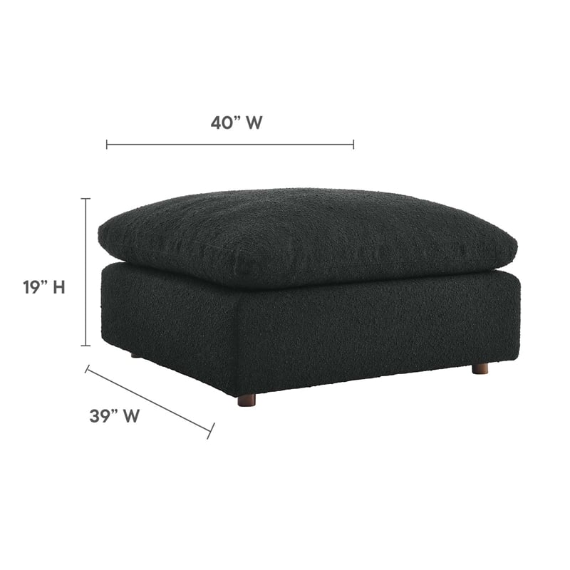 Modway Commix Upholstered Boucle Fabric & Solid Wood Ottoman in Black