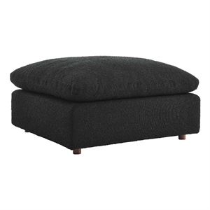 Modway Commix Upholstered Boucle Fabric & Solid Wood Ottoman in Black