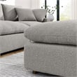Modway Commix Upholstered Boucle Fabric & Solid Wood Ottoman in Light Gray