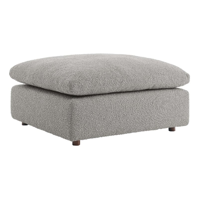 Modway Commix Upholstered Boucle Fabric & Solid Wood Ottoman in Light Gray