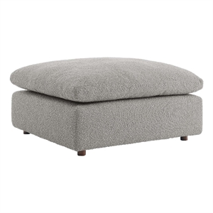 Modway Commix Upholstered Boucle Fabric & Solid Wood Ottoman in Light Gray