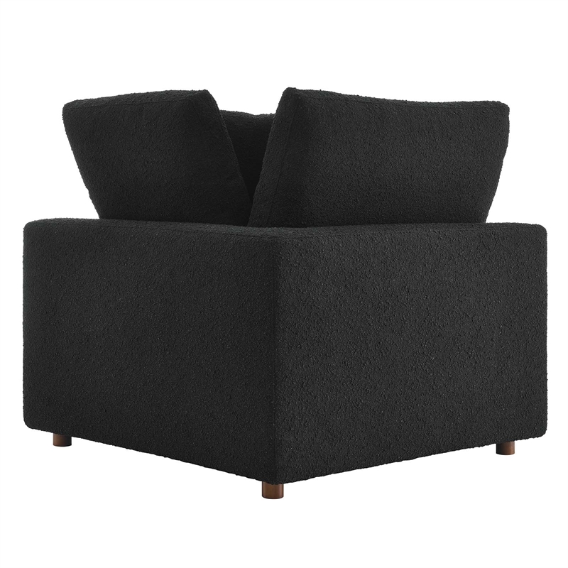 Modway Commix Upholstered Boucle Fabric Corner Chair in Black