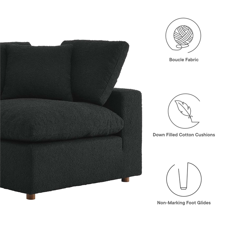 Modway Commix Upholstered Boucle Fabric Corner Chair in Black