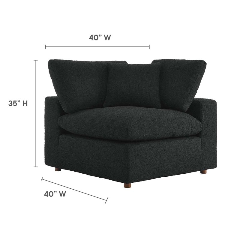 Modway Commix Upholstered Boucle Fabric Corner Chair in Black