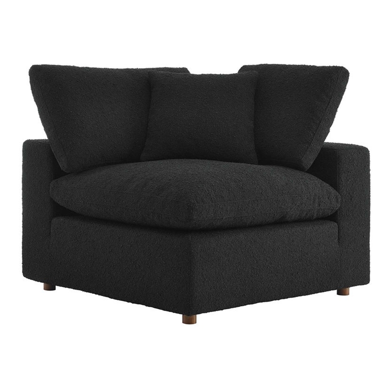 Modway Commix Upholstered Boucle Fabric Corner Chair in Black