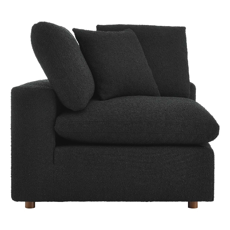 Modway Commix Upholstered Boucle Fabric Corner Chair in Black