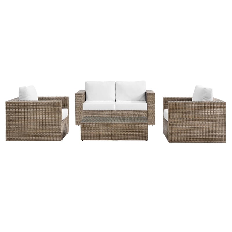 Modway Convene Outdoor 4-Piece Synthetic Rattan Furniture Set in White