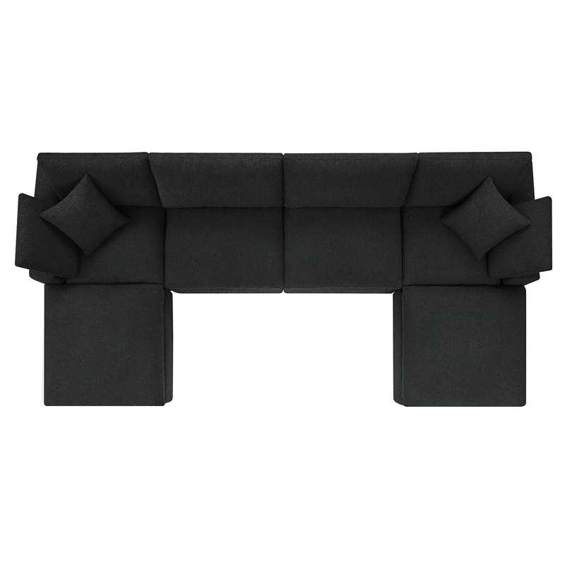 Modway Commix 6-Piece Upholstered Boucle Fabric Sectional Sofa in Black