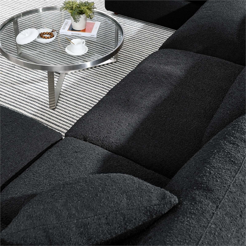 Modway Commix 6-Piece Upholstered Boucle Fabric Sectional Sofa in Black