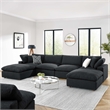 Modway Commix 6-Piece Upholstered Boucle Fabric Sectional Sofa in Black