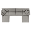 Modway Commix 6-Piece Upholstered Boucle Fabric Sectional Sofa in Light Gray