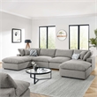 Modway Commix 6-Piece Upholstered Boucle Fabric Sectional Sofa in Light Gray