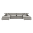 Modway Commix 6-Piece Upholstered Boucle Fabric Sectional Sofa in Light Gray