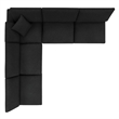 Modway Commix 5-Piece Upholstered Modern Fabric Sectional Sofa in Black