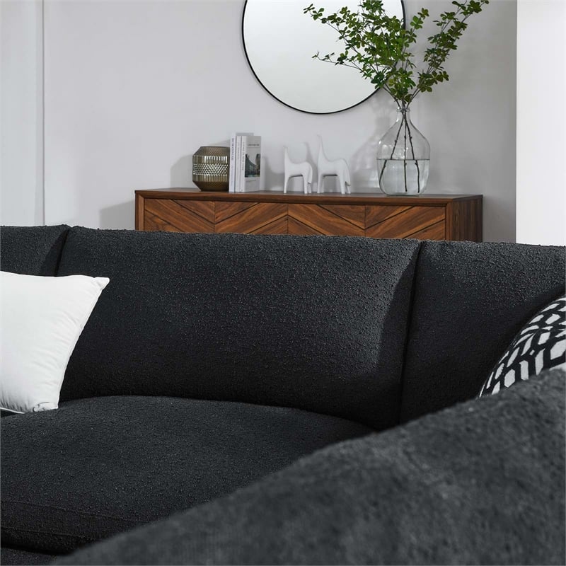 Modway Commix 5-Piece Upholstered Modern Fabric Sectional Sofa in Black