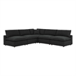 Modway Commix 5-Piece Upholstered Modern Fabric Sectional Sofa in Black