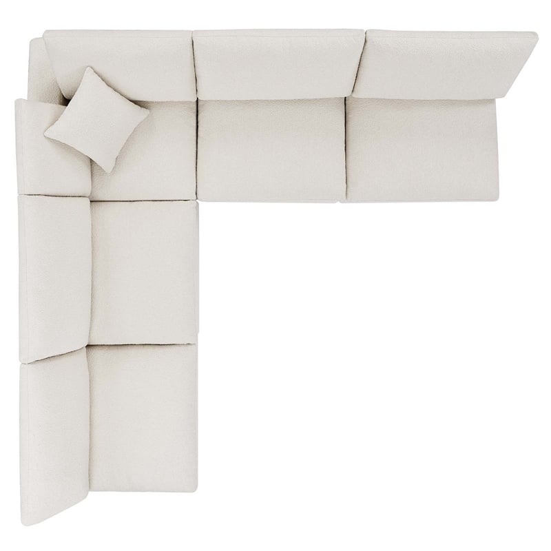 Modway Commix 5-Piece Upholstered Modern Fabric Sectional Sofa in Ivory