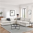 Modway Commix 5-Piece Upholstered Modern Fabric Sectional Sofa in Ivory