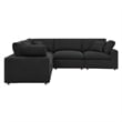 Modway Commix 5-Piece Upholstered Fabric & Wood Sectional Sofa in Black