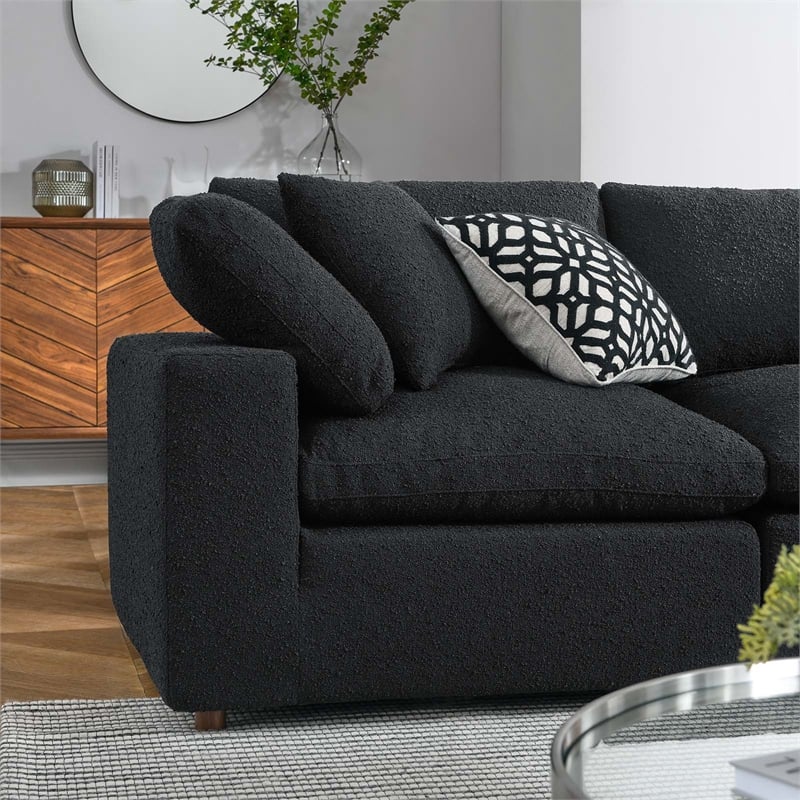 Modway Commix 5-Piece Upholstered Fabric & Wood Sectional Sofa in Black