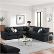 Modway Commix 5-Piece Upholstered Fabric & Wood Sectional Sofa in Black