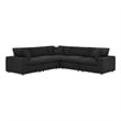 Modway Commix 5-Piece Upholstered Fabric & Wood Sectional Sofa in Black