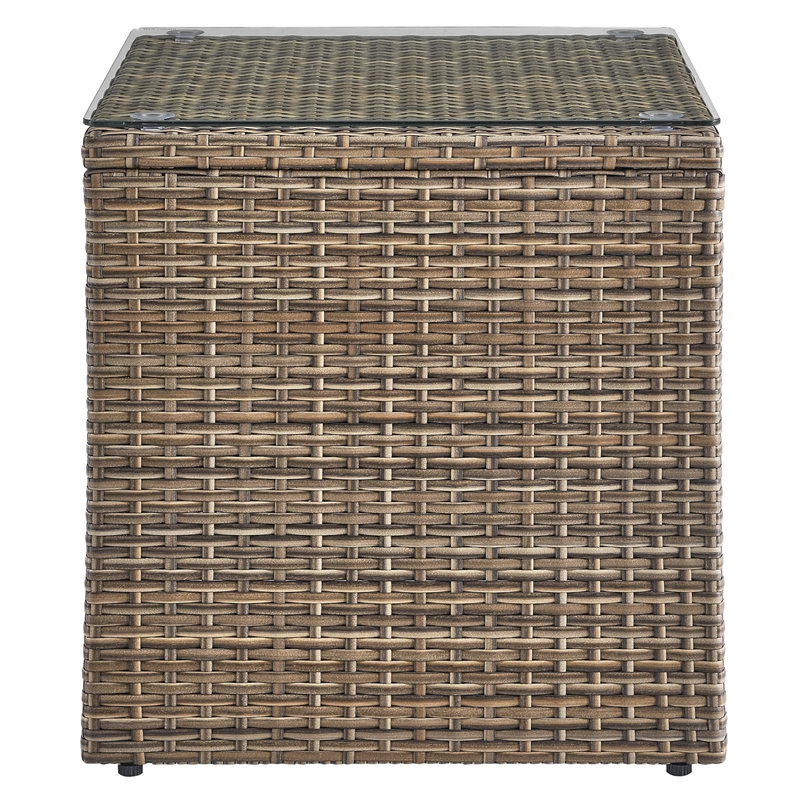 Modway Convene Outdoor Rattan Weave/Aluminum Frame Patio End Table in Brown