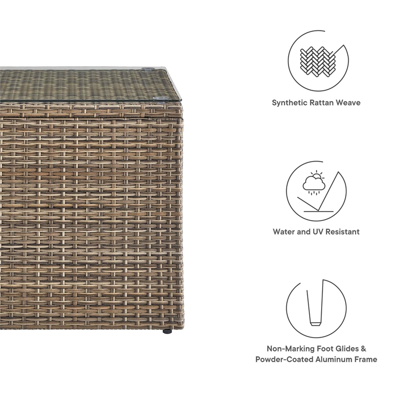 Modway Convene Outdoor Rattan Weave/Aluminum Frame Patio End Table in Brown