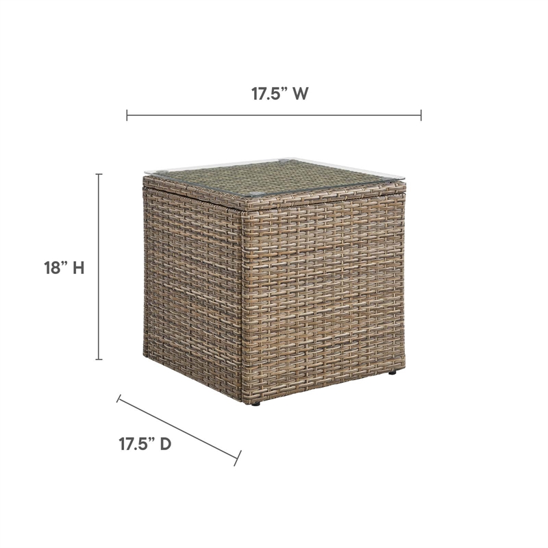 Modway Convene Outdoor Rattan Weave/Aluminum Frame Patio End Table in Brown