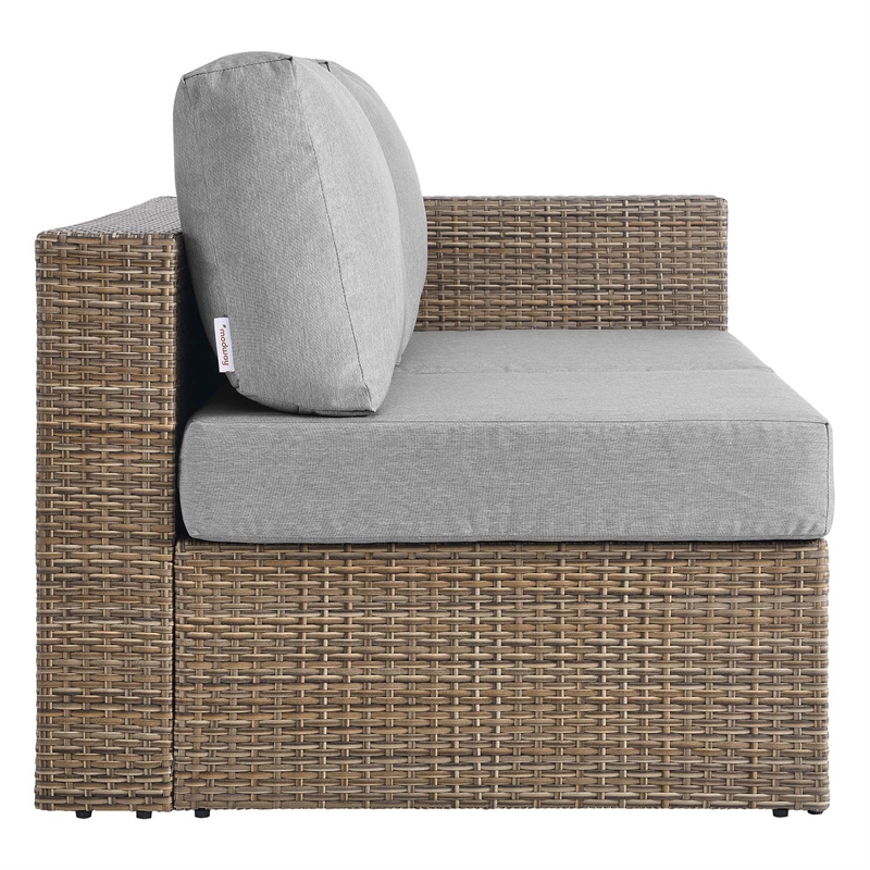 Modway Convene Outdoor Right-Arm Synthetic Rattan Loveseat in Cappuccino/Gray