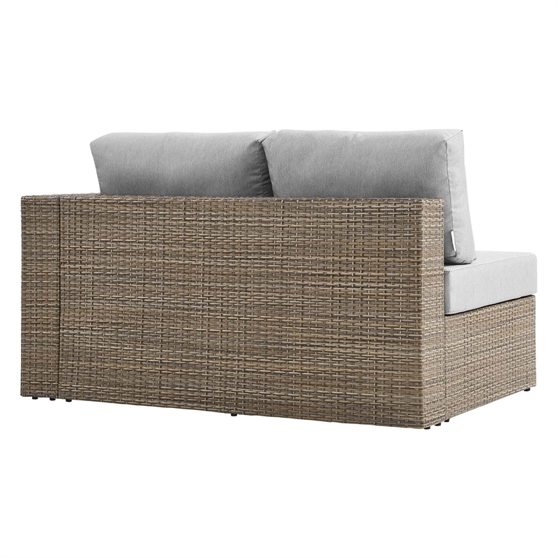 Modway Convene Outdoor Right-Arm Synthetic Rattan Loveseat in Cappuccino/Gray
