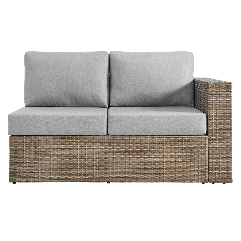 Modway Convene Outdoor Right-Arm Synthetic Rattan Loveseat in Cappuccino/Gray